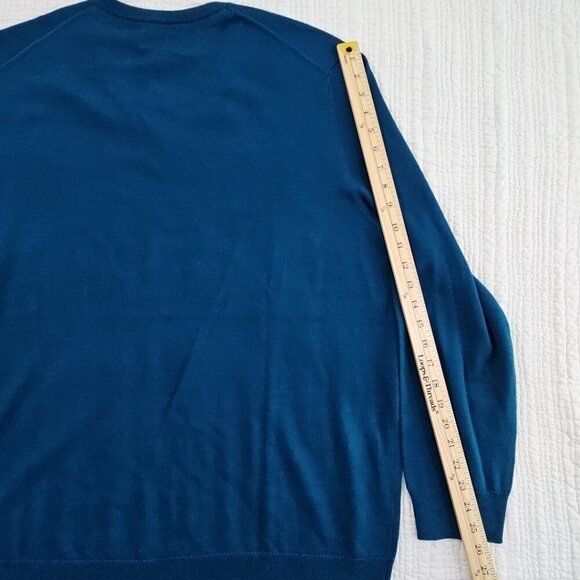 Club Room Merino Blend Oeko-Tex V-Neck Sweater Men's XXL Majestic Teal NWT NEW - Picture 15 of 16